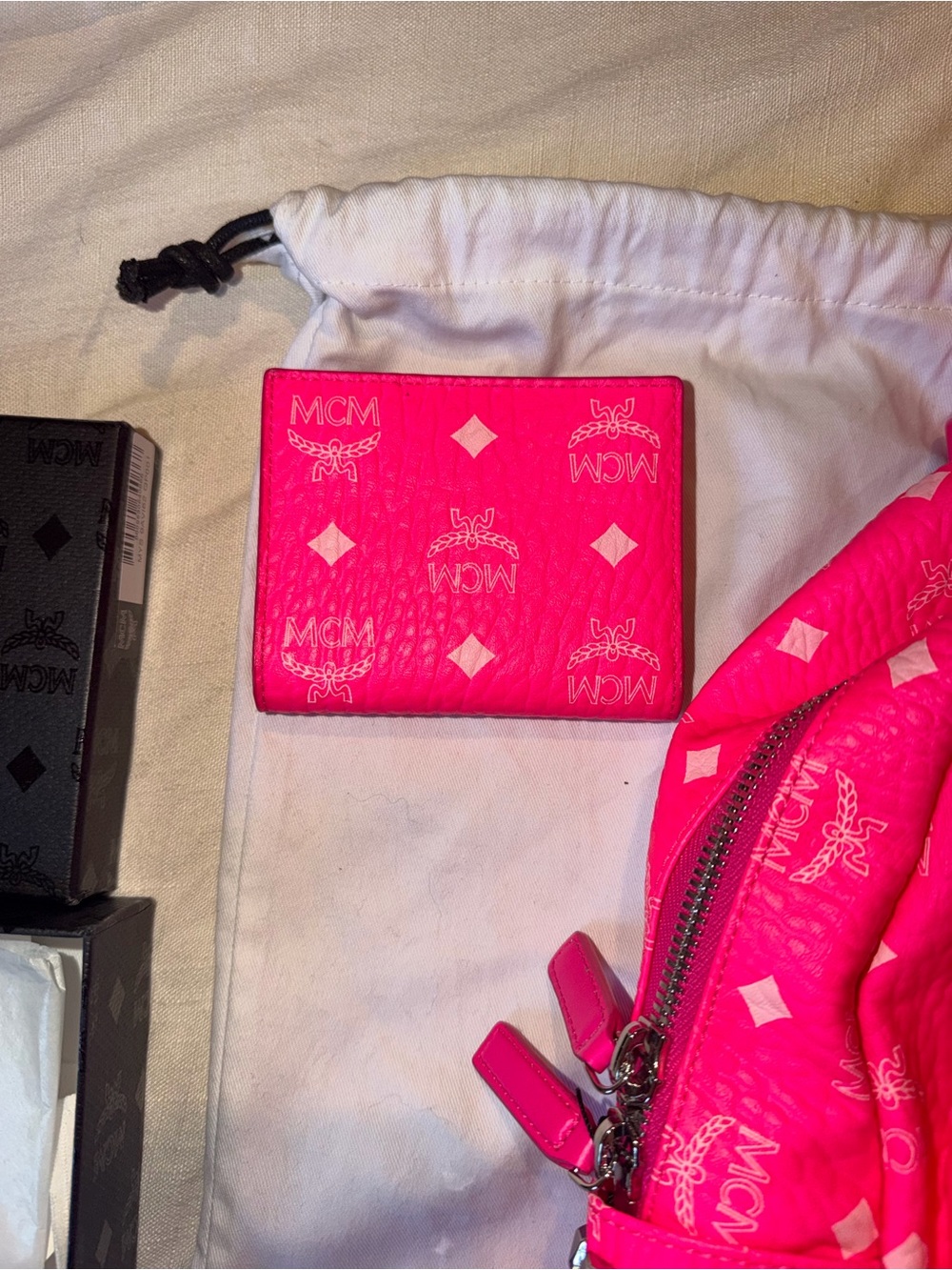 MCM Hot Pink Logo Bifold Wallet for Women